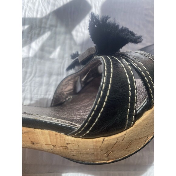 Sean L Faryl Robin Leather Strappy Heels Women’s Size 6 1/2 M Rockstar Cork Wood - Picture 9 of 12